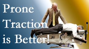McHenry spinal traction applied lying face down – prone – is best according to the latest research. Visit OrthoIllinois Chiropractic.