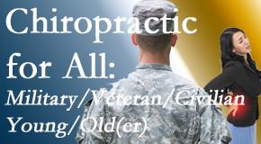OrthoIllinois Chiropractic delivers back pain relief to civilian and military/veteran sufferers and young and old sufferers alike!