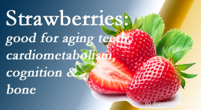 OrthoIllinois Chiropractic shares recent studies about the benefits of strawberries for aging teeth, bone, cognition and cardiometabolism.