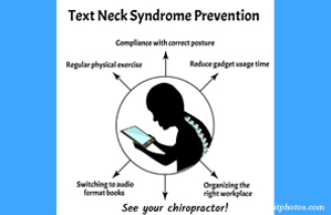 OrthoIllinois Chiropractic presents a prevention plan for text neck syndrome: better posture, frequent breaks, manipulation.